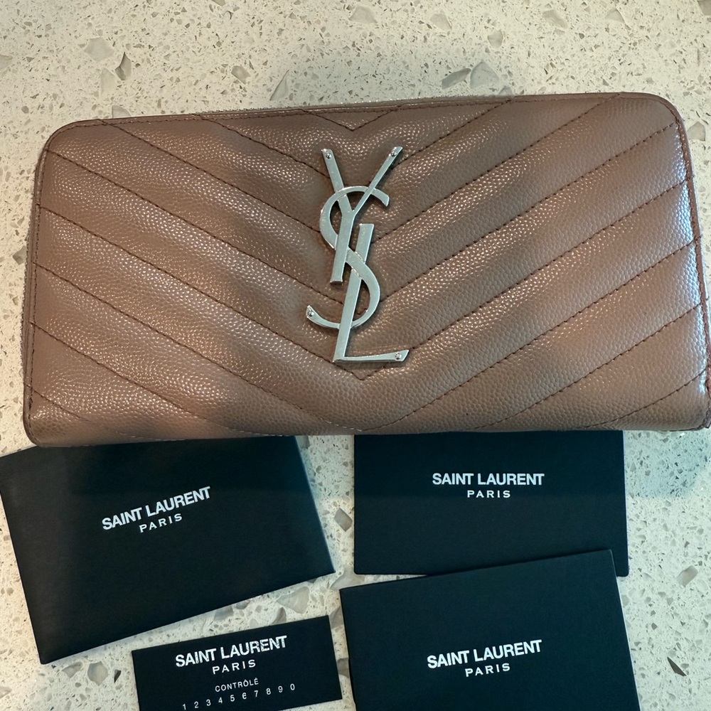 Saint Laurent Brown Zippered Wallet